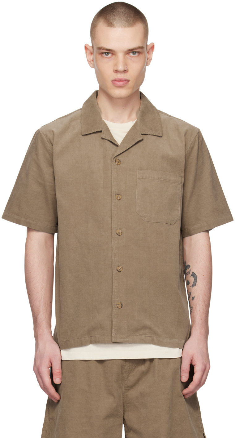 Frame Tan Patch Pocket Shirt In Dark Beige