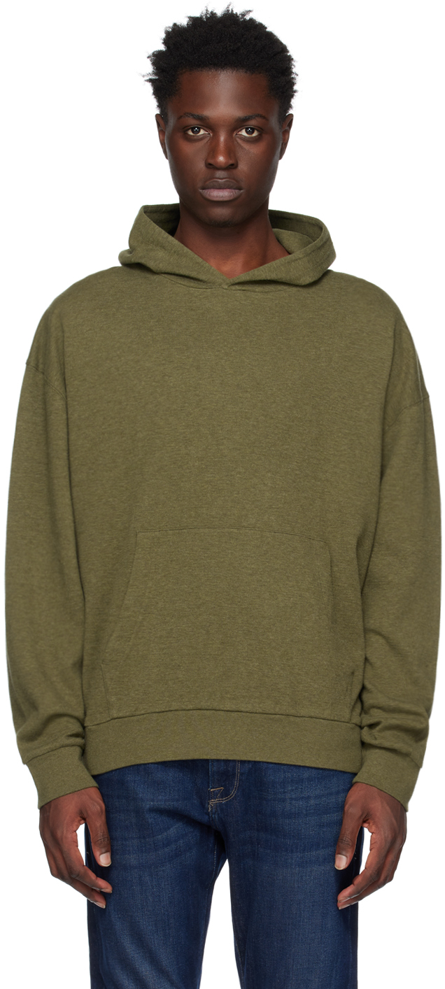 Frame Green Duo Fold Hoodie In Army Green Heather