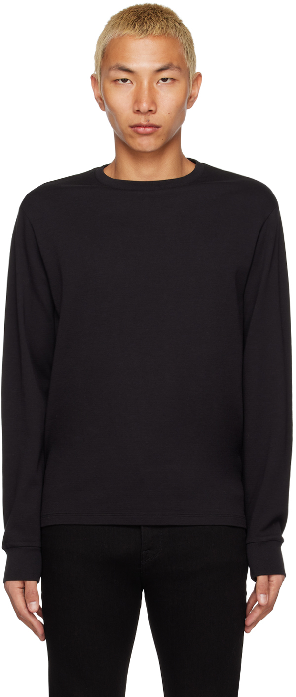Frame Black Duo Fold Long Sleeve T-shirt In Noir