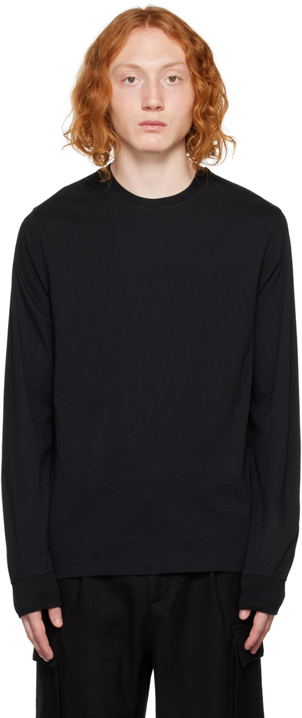 Black Embroidered Long Sleeve T-Shirt by FRAME on Sale