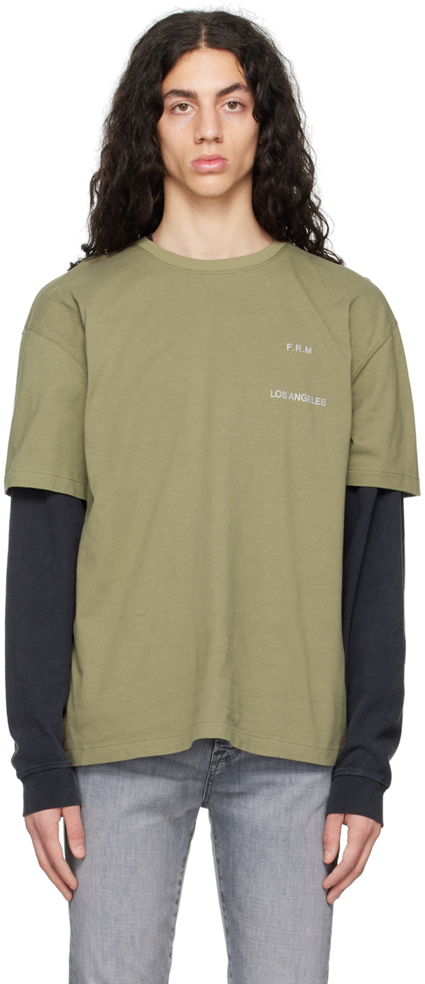 Frame Logo Cotton T-shirt In Old Green