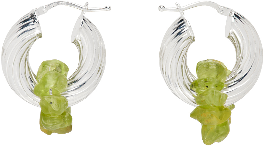 Santangelo Ssense Exclusive Silver & Green Zuma Earrings In Peridot