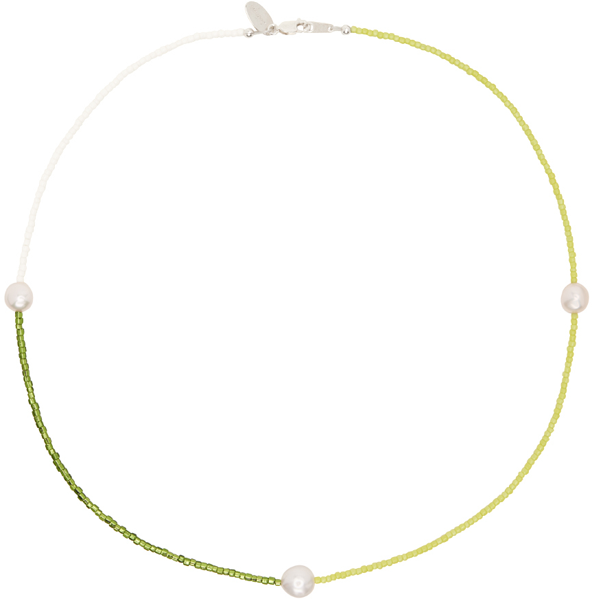 Santangelo Ssense Exclusive Green & White Shoom Necklace In Greem