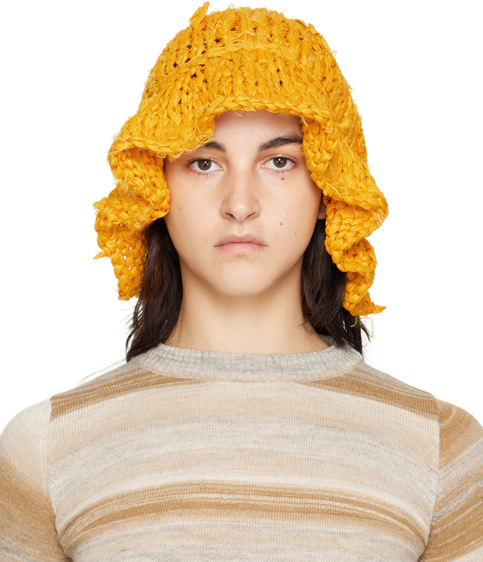 Airei Yellow Distressed Bucket Hat In Saffron