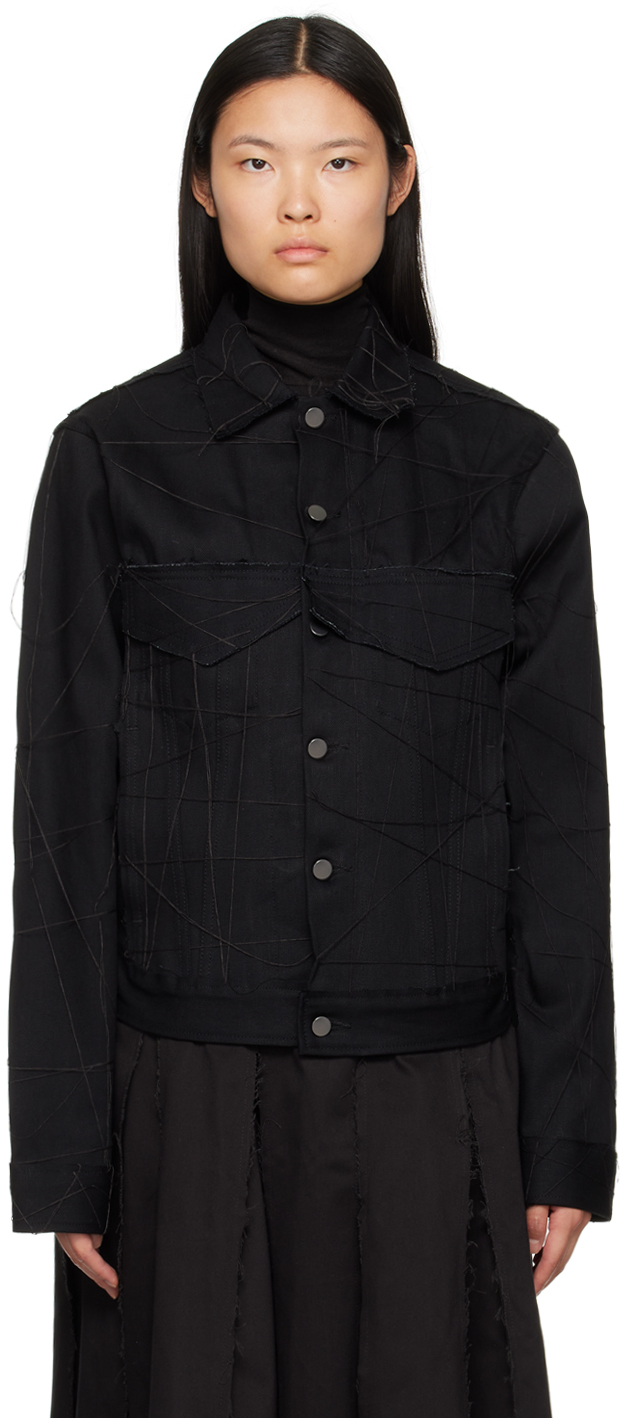 Airei Black Stitched Denim Jacket