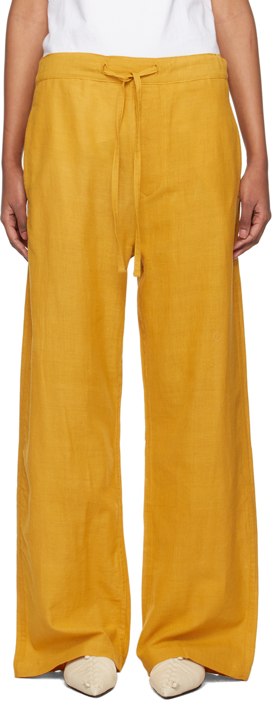 Airei Yellow Khadi Lounge Pants In Saffron
