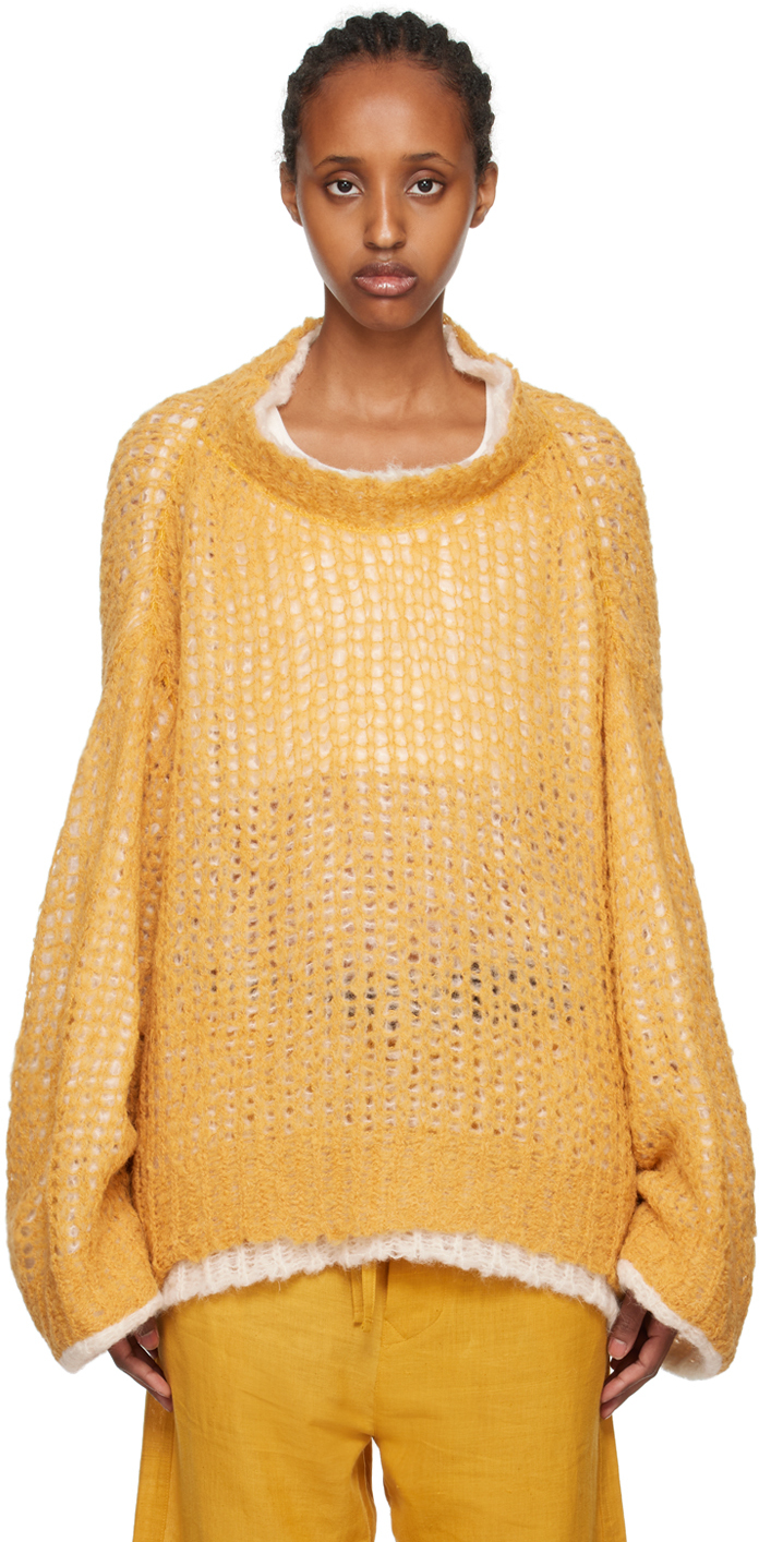 Airei Yellow Layered Sweater In Saffron Natural