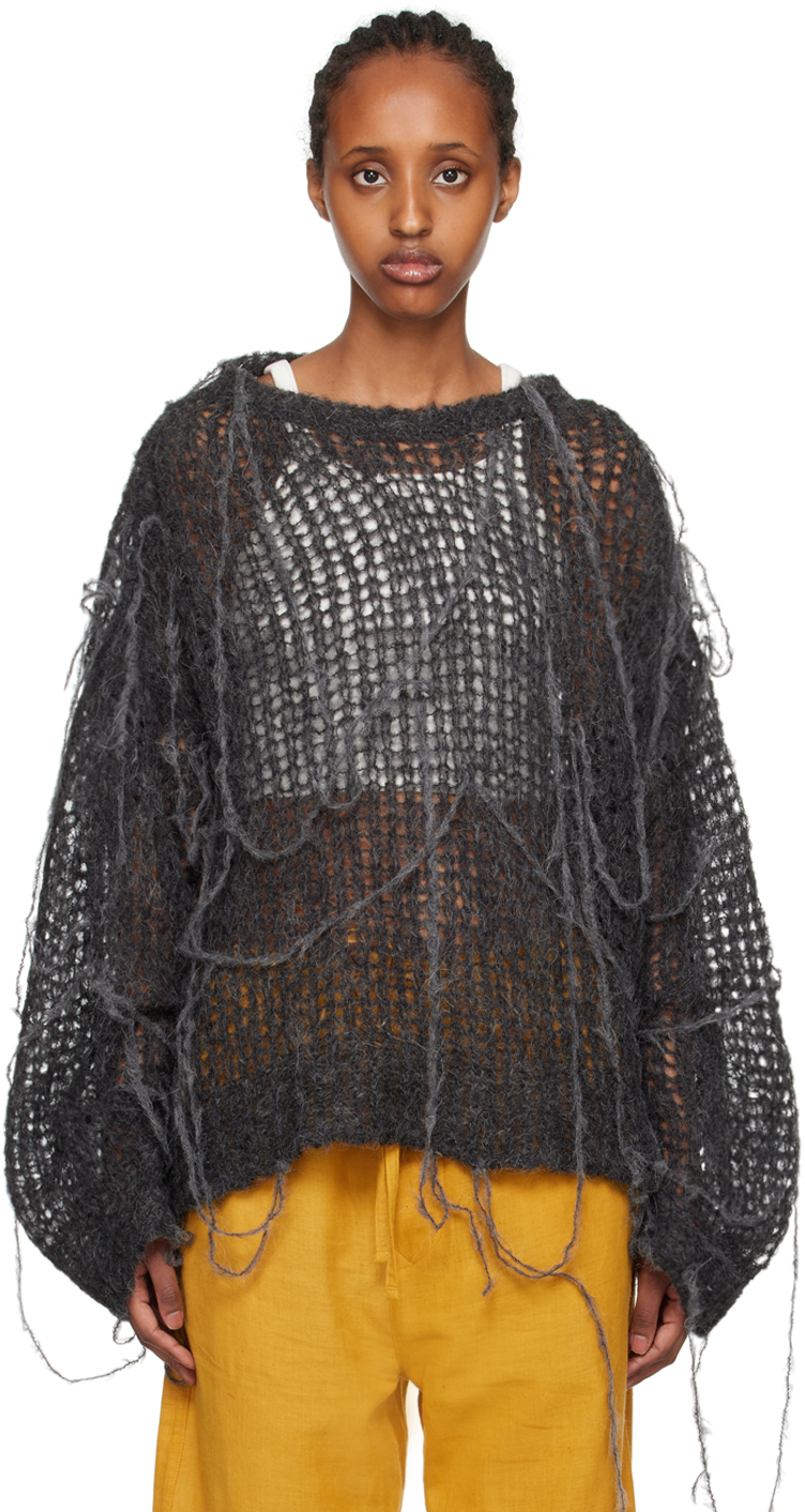 Airei Gray Loose Thread Sweater In Onyx