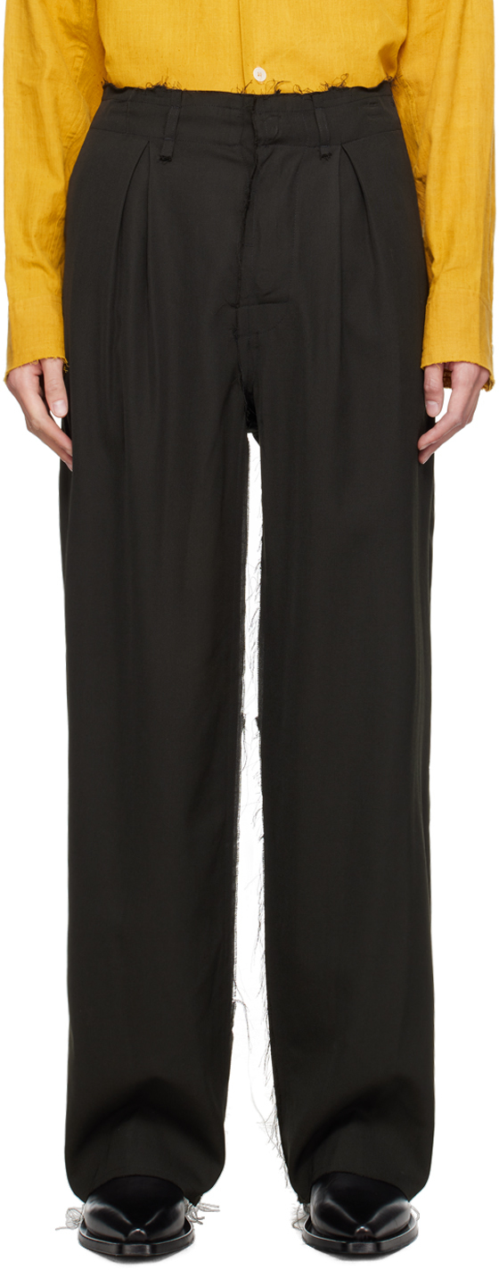 Airei Black Pleated Trousers In Vintage Black