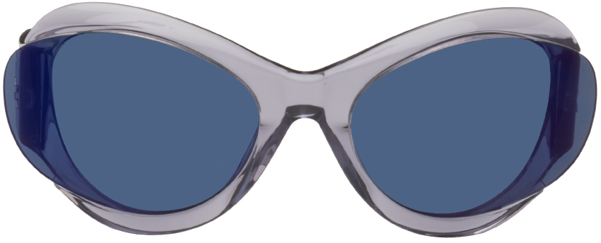 Mcq By Alexander Mcqueen Purple Futuristic Sunglasses In 003 Shiny Transparen