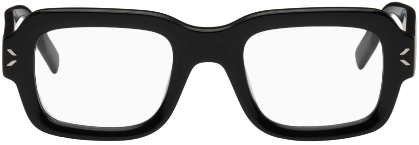 Mcq By Alexander Mcqueen Black Square Optical Glasses In Black-black-transpar