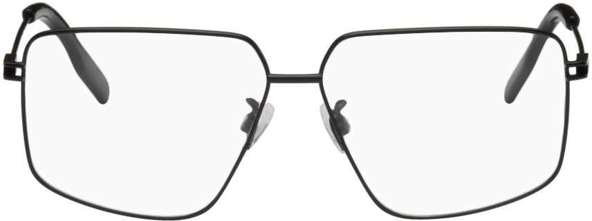 Mcq By Alexander Mcqueen Black Square Optical Glasses In Black-black-transpar