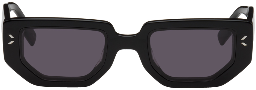 Mcq By Alexander Mcqueen Black Rectangular Sunglasses In Black-black-smoke