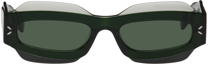 Mcq By Alexander Mcqueen Green Rectangular Sunglasses In Green-green-green
