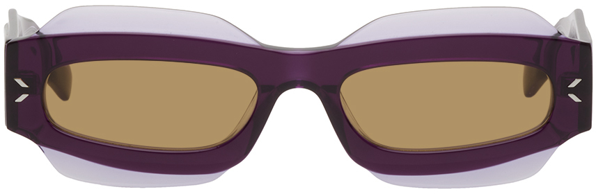 Mcq By Alexander Mcqueen Purple Rectangular Sunglasses In Brown