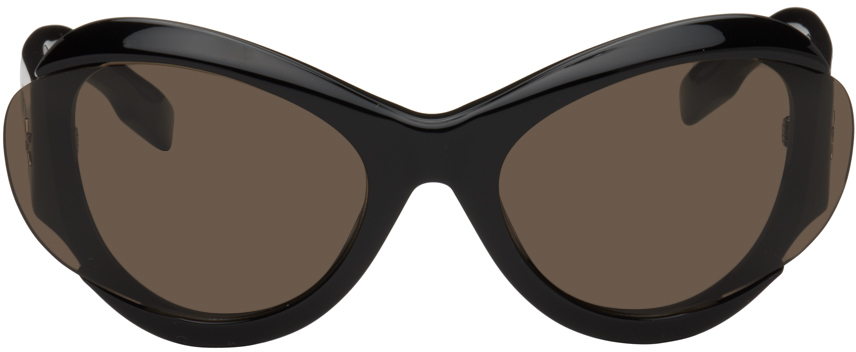 Mcq By Alexander Mcqueen Black Futuristic Sunglasses In Black-black-grey