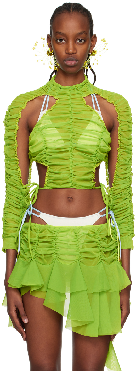 Ester Manas Green Ruched Blouse
