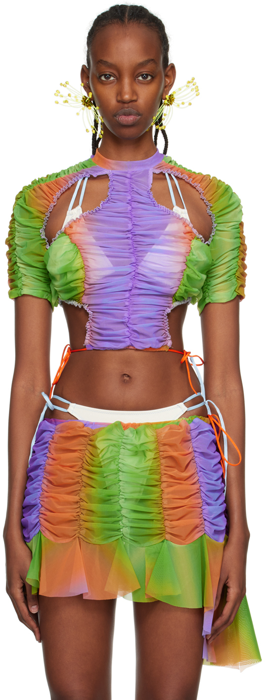 Ester Manas Multicolor Ruched Long Sleeve T-Shirt
