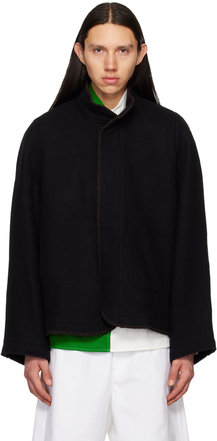3MAN: Black Blanket Jacket | SSENSE UK