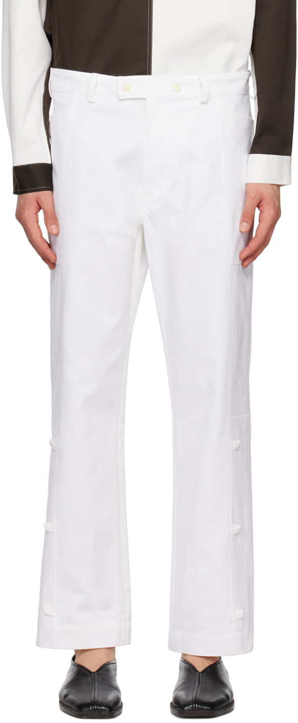 3man Chippie Panelled Cotton-twill Trousers In White