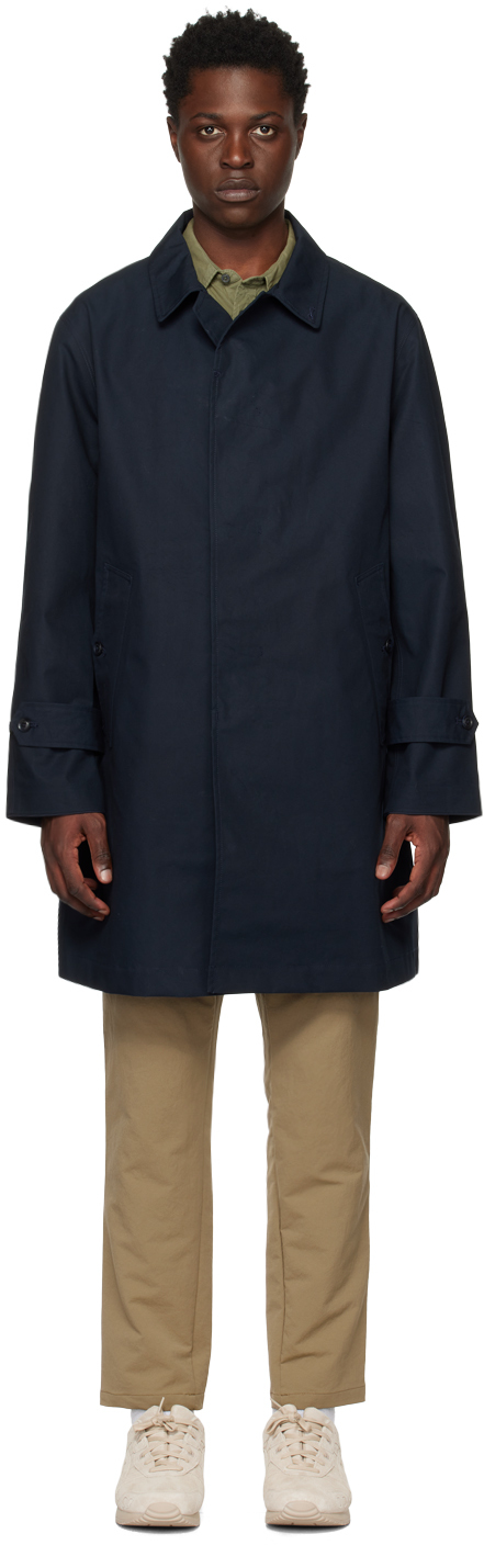 Nanamica: Navy Soutien Collar Coat | SSENSE