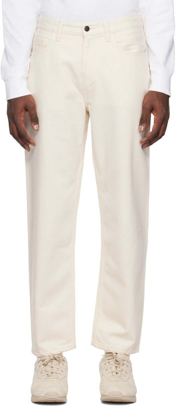 Shop Nanamica Off-white Five-pocket Jeans In Natural
