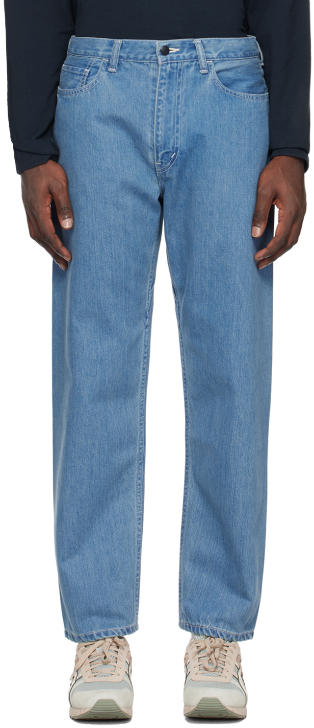 Nanamica Blue Straight Jeans In Indigo Bleach