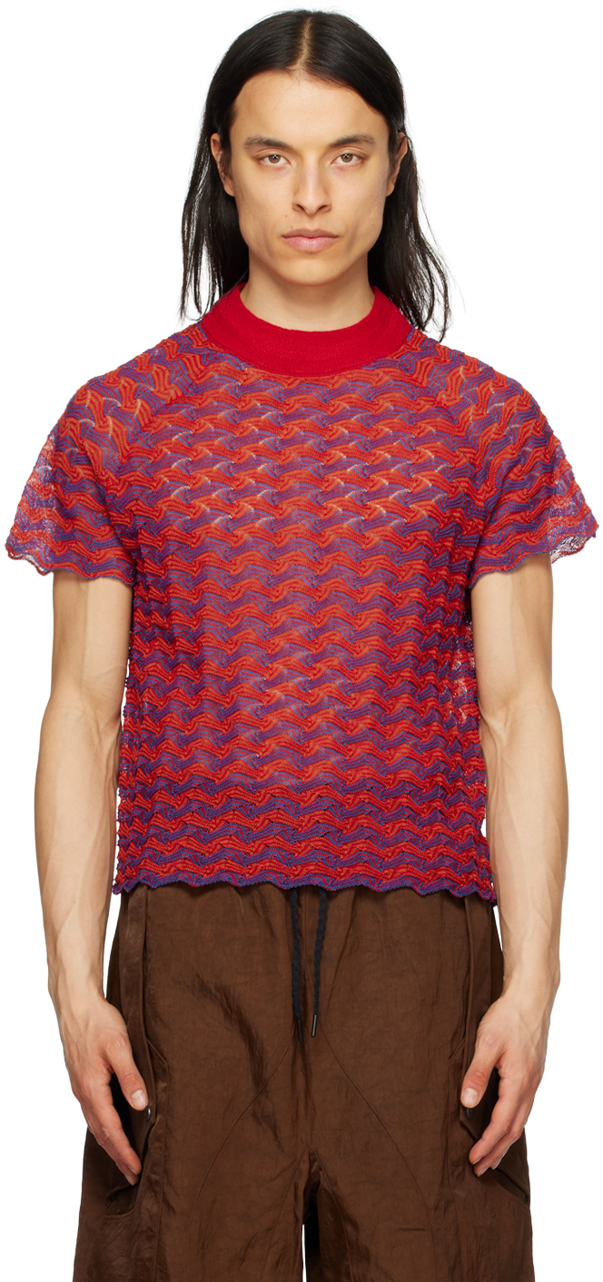 Namesake Red Mickey Striped Knitted T-shirt