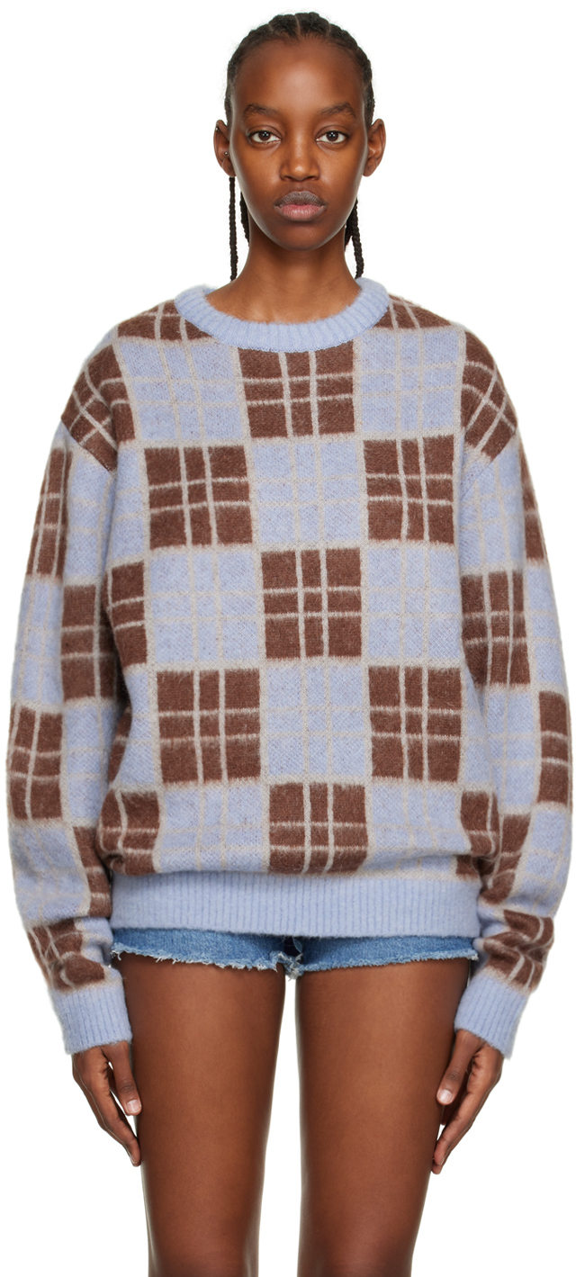 Shop Awake Ny Blue & Brown Check Sweater