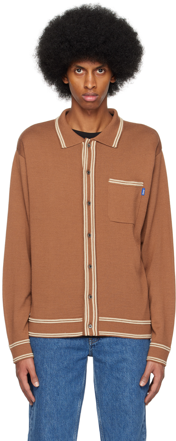 Brown Striped Cardigan by Awake NY on Sale