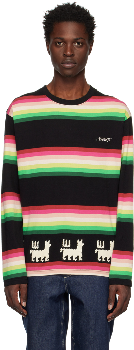 Shop Awake Ny Black Striped Long Sleeve T-shirt In Black Multi