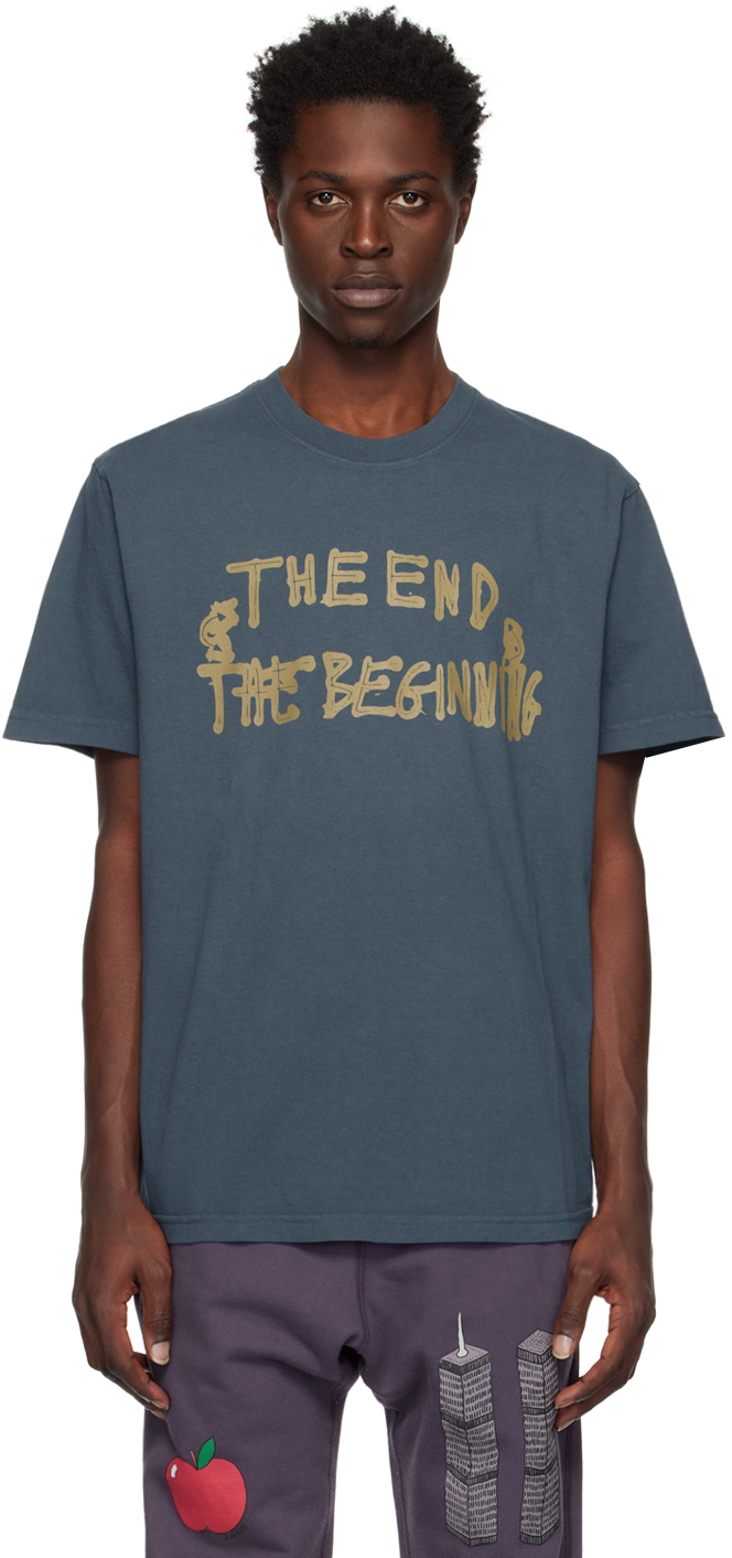 Awake Ny Blue 'end And Beginning' T-shirt In Slate