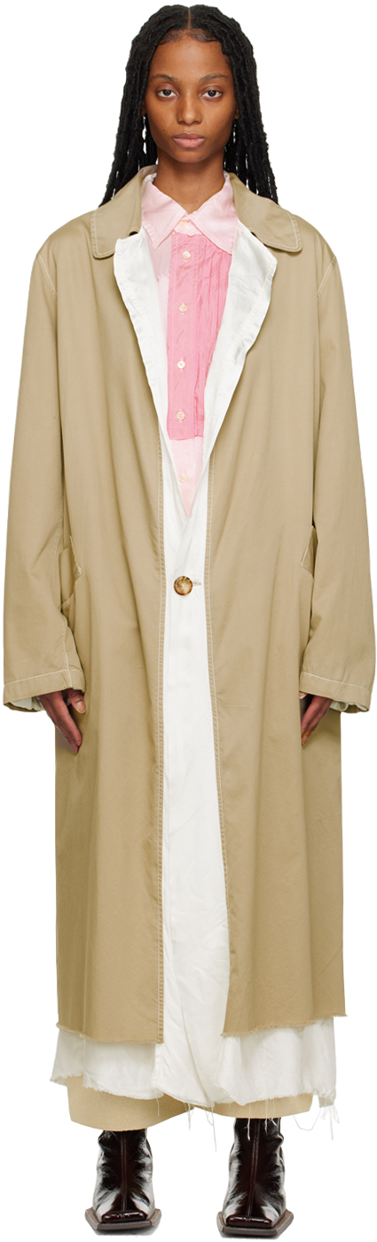 Edward Cuming Beige Layered Coat In Beige