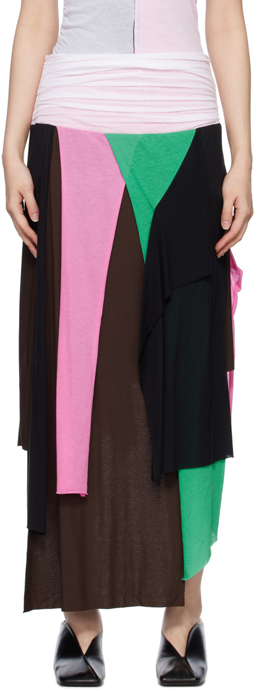 Multicolor Layered Midi Skirt