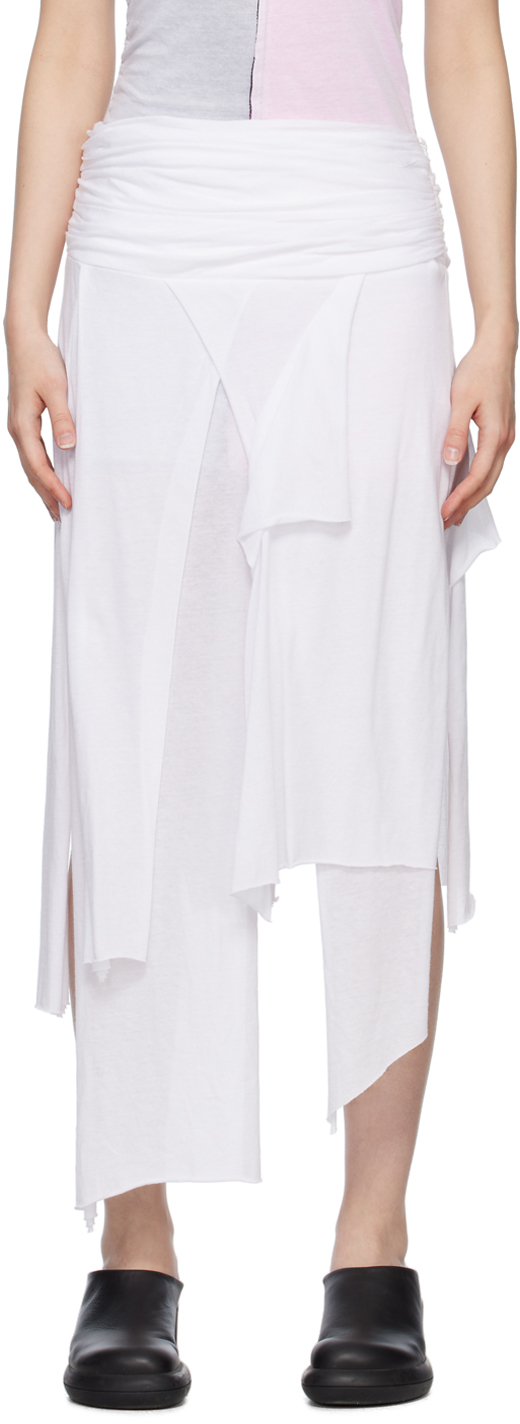 White layered outlet midi skirt