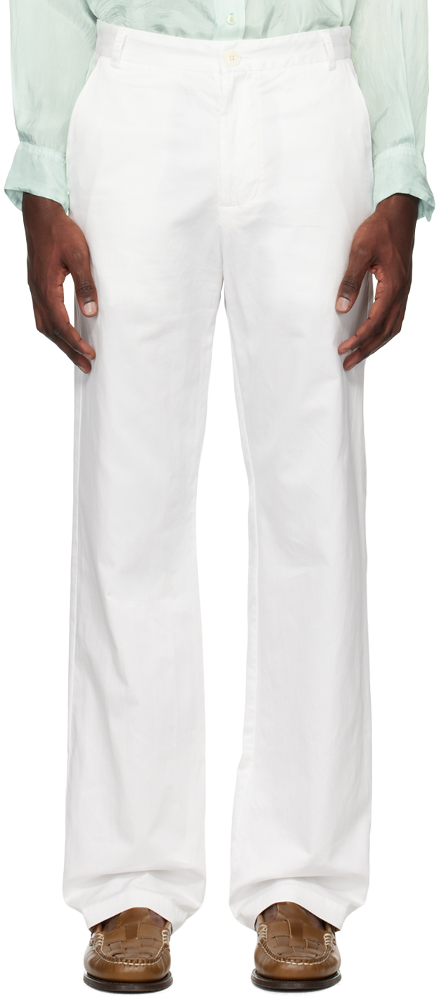 White Zip Trousers by Edward Cuming on Sale