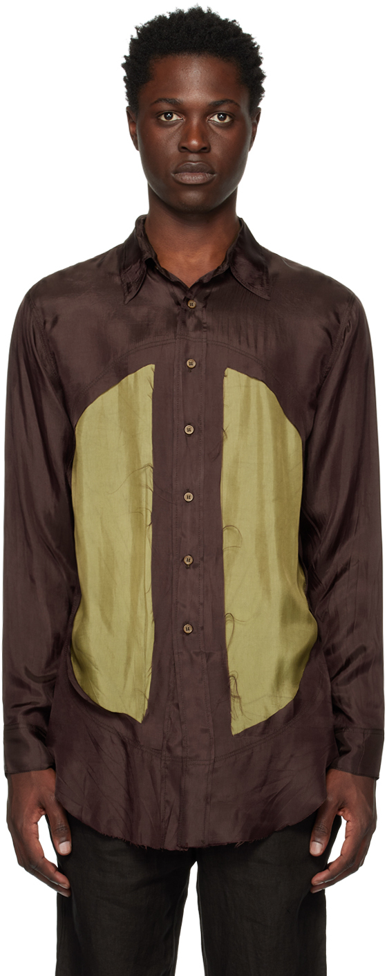 Brown Paneled Shirt
