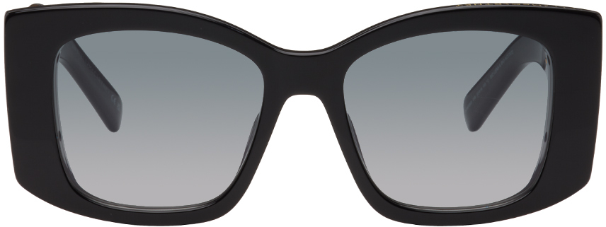 Stella Mccartney Black Falabella Square Sunglasses In Shiny Black / Gradie