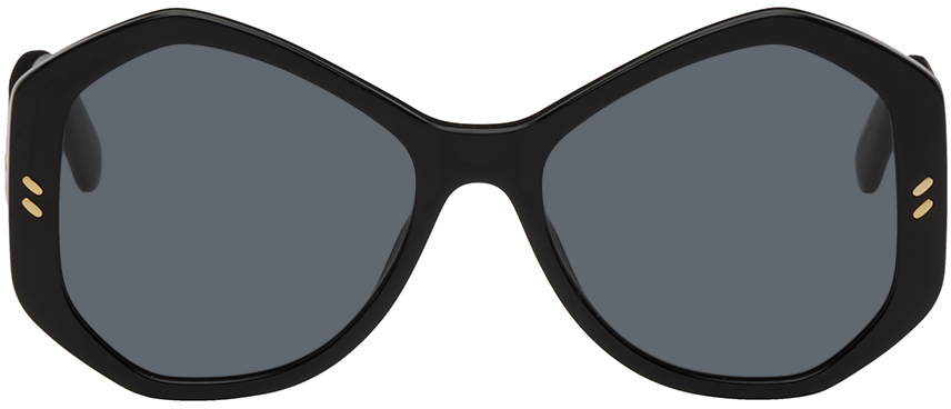 Stella Mccartney Logo Acetate Butterfly Sunglasses In Dark Havana