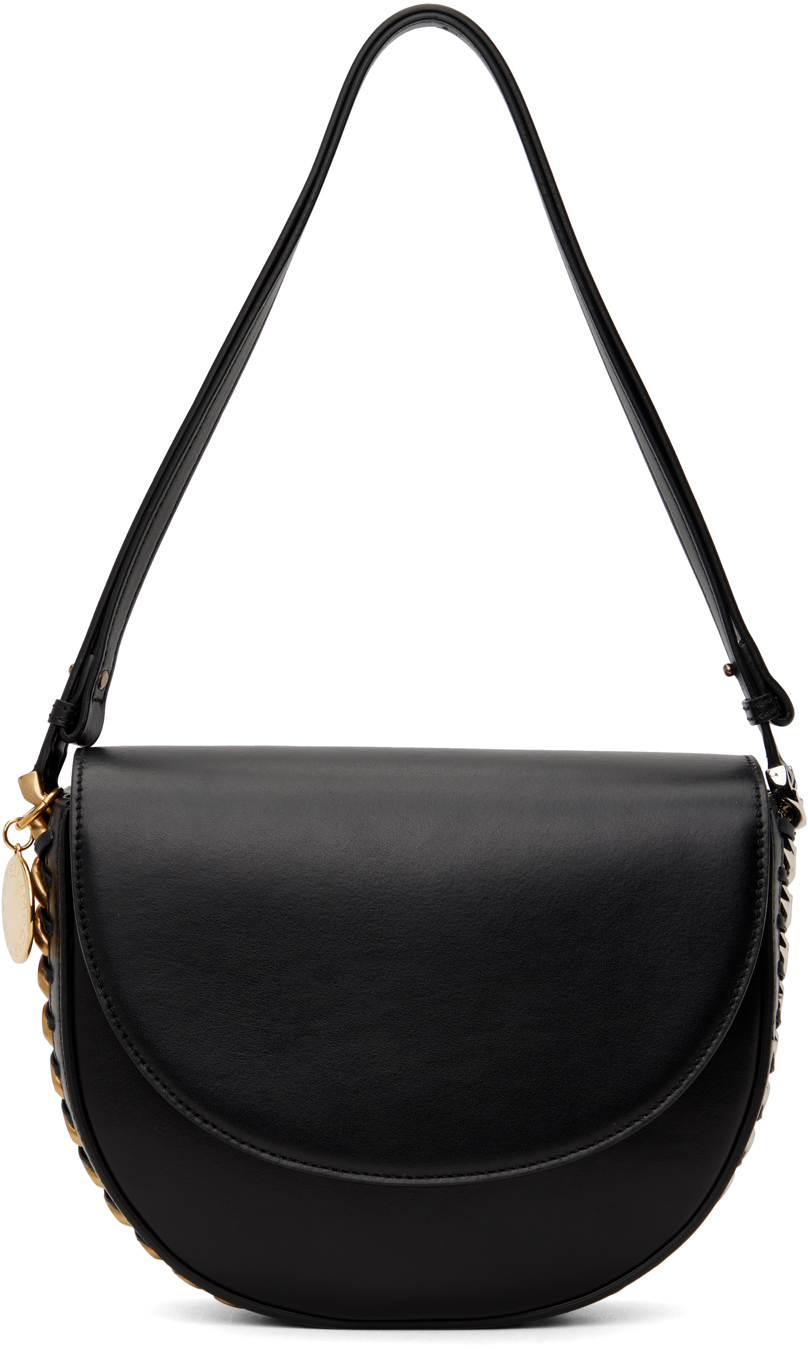 Stella McCartney: Black Medium Frayme Flap Bag | SSENSE Canada