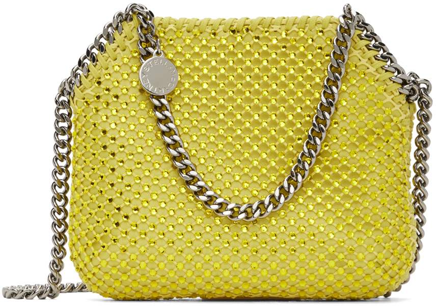 Stella McCartney Yellow Mini Falabella Crystal Mesh Bag