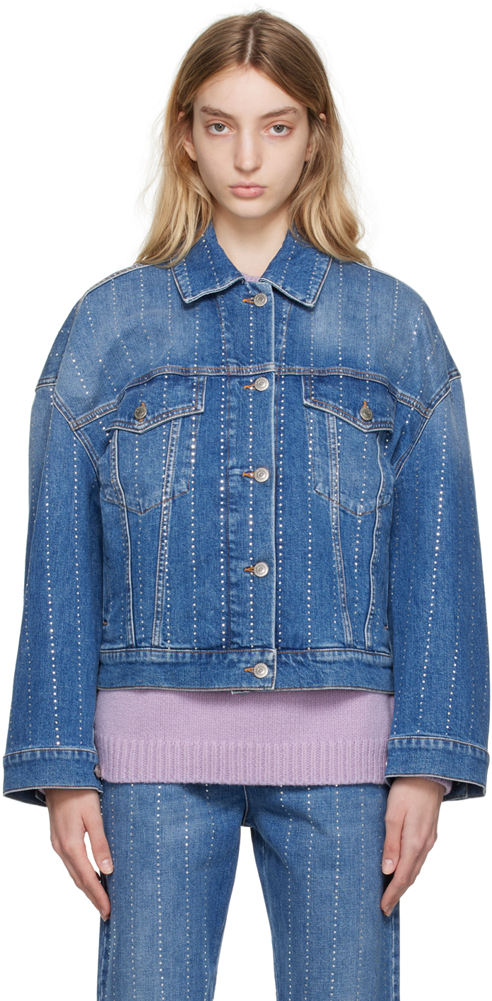 Shop Stella Mccartney Blue Oversized Denim Jacket In 4480 Vintage Dark