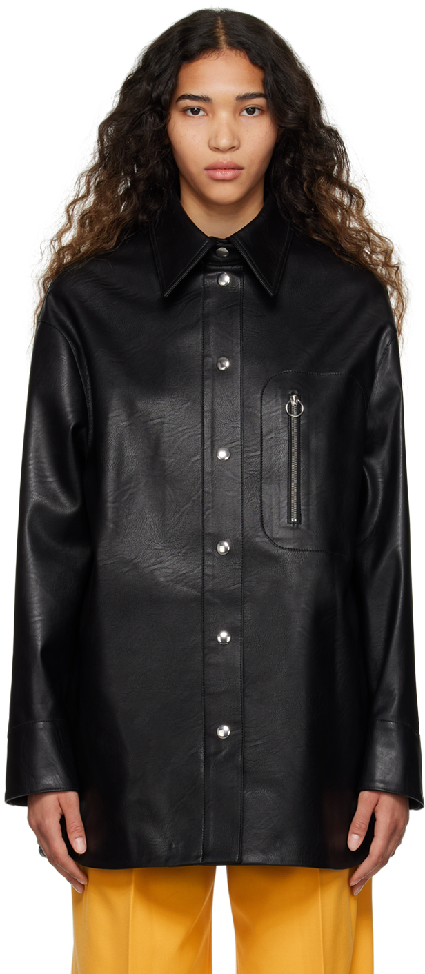 Stella Mccartney Black Alter Mat Faux-leather Jacket In 1000 Black