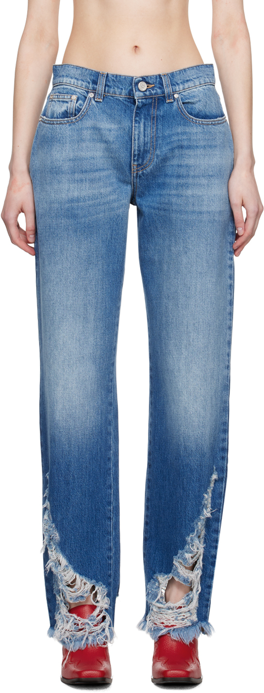 Stella Mccartney Blue Distressed Jeans In 4406 Mid Blue