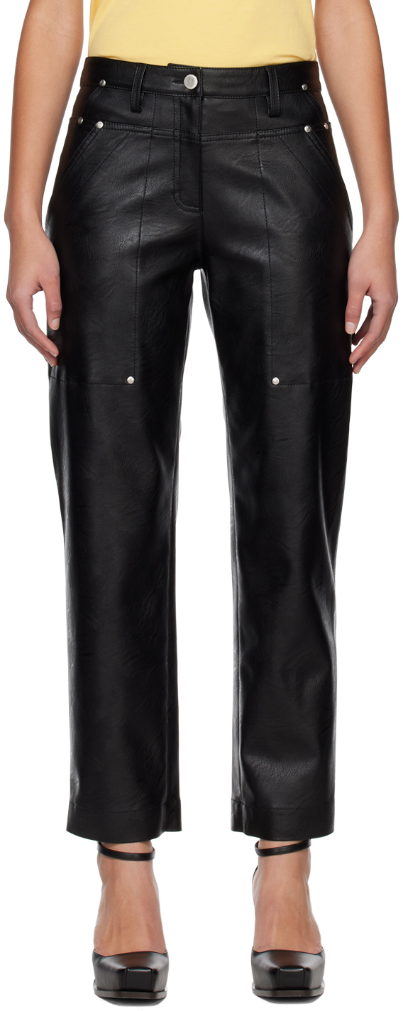 Black Kick Flare Faux-Leather Trousers