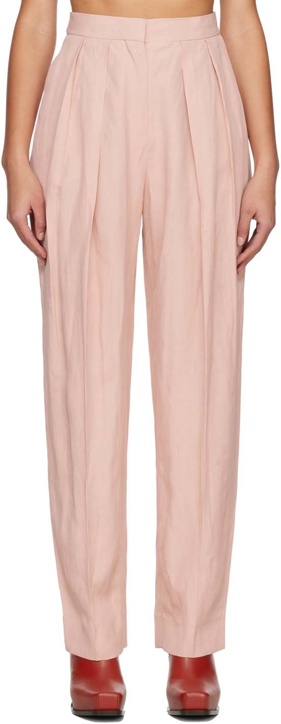 Shop Stella Mccartney Pink Pleated Trousers In 5900 Rose