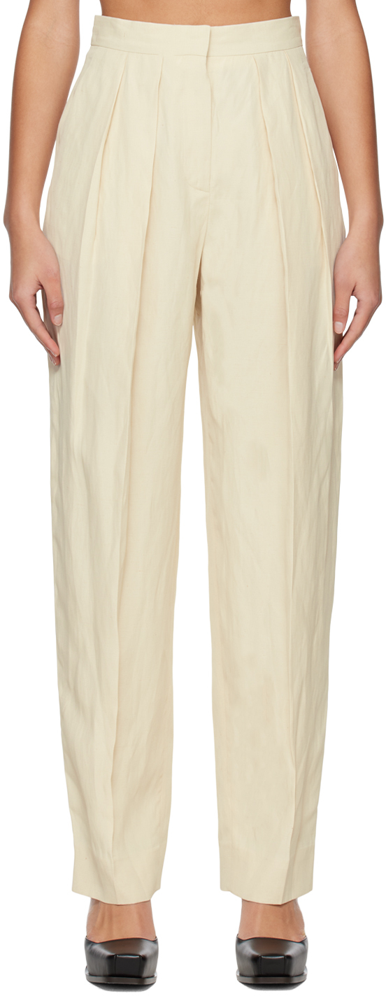 Stella McCartney: Off-White Pleated Trousers | SSENSE