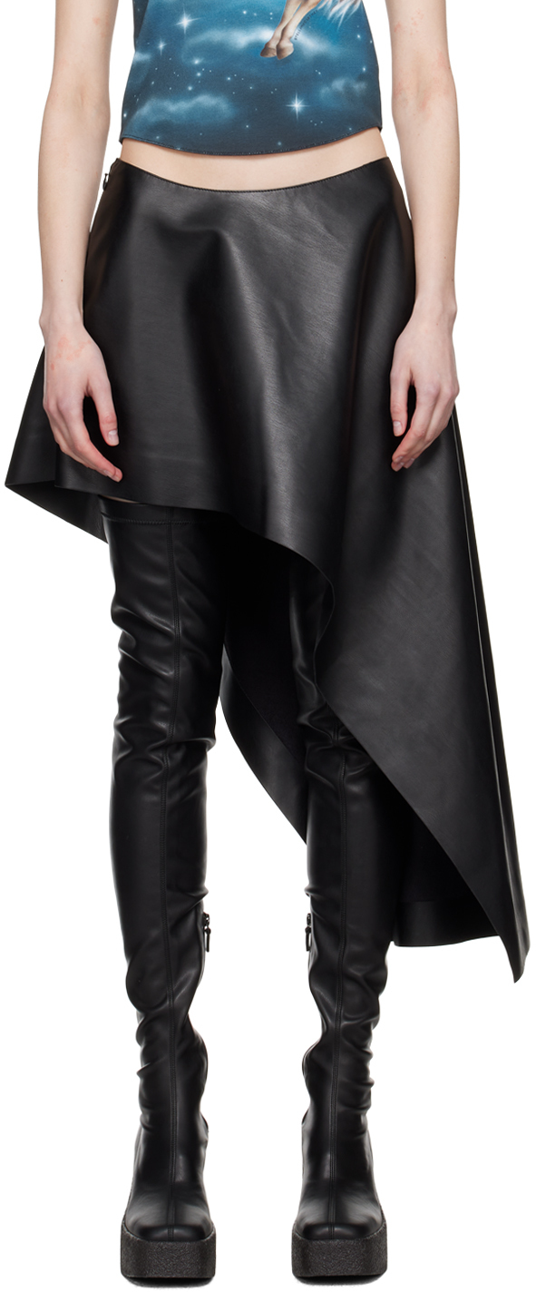 Stella Mccartney Black Asymmetric Faux-leather Miniskirt In 1000 Black