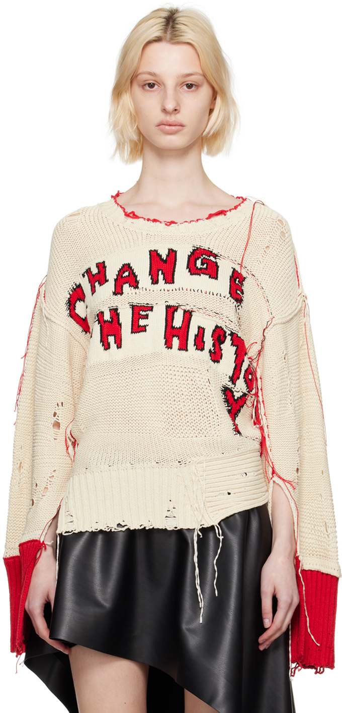 STELLA MCCARTNEY OFF-WHITE 'CHANGE THE HISTORY' SWEATER