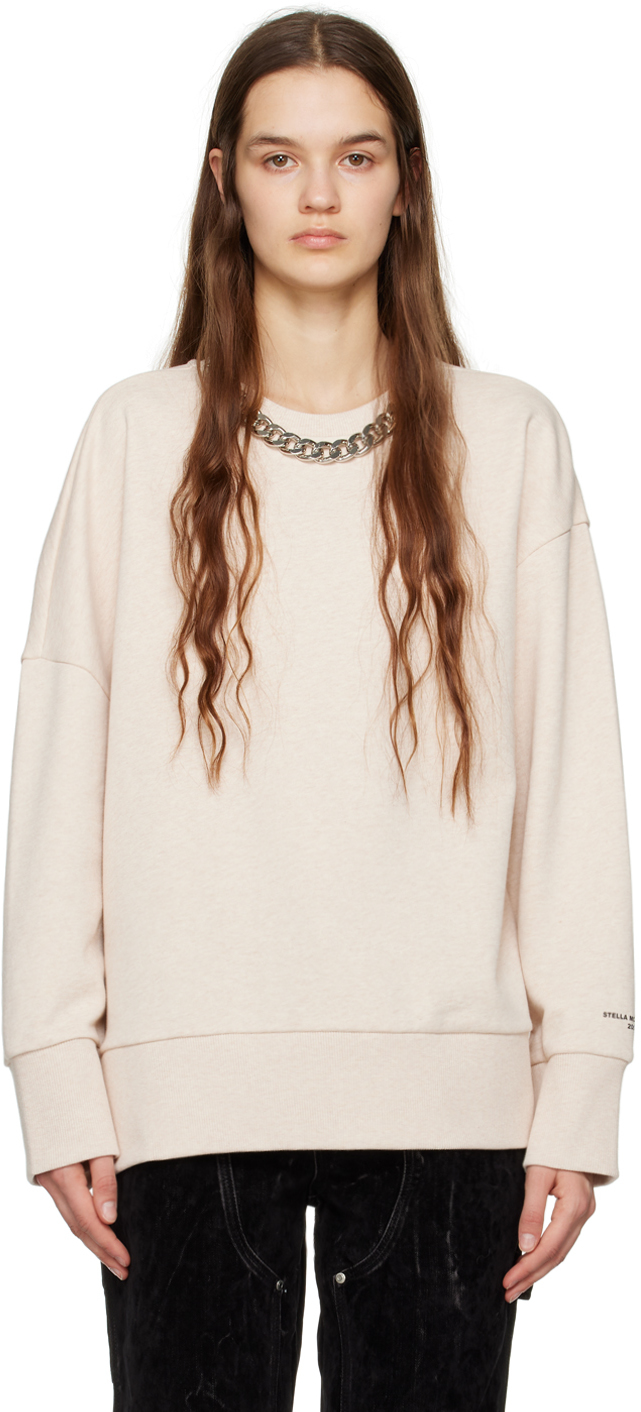 Stella Mccartney Chain-link Cotton Sweatshirt In Nude & Neutrals